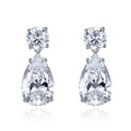 925 Sterling Silver Clear Cubic Zirconia CZ Halo Pear Shaped Teardrops Dangle Earrings for Women