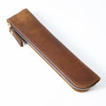 AIGUONIU Handmade Crazy Horse Genuine Leather Pen Holder Zipper Pencil Bag Pouch Vintage Pencil Case Custom Logo School Office