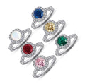 Fashion Opal Silver Rings White Cz Green Zircon Wedding 925 Sterling Silver Ring