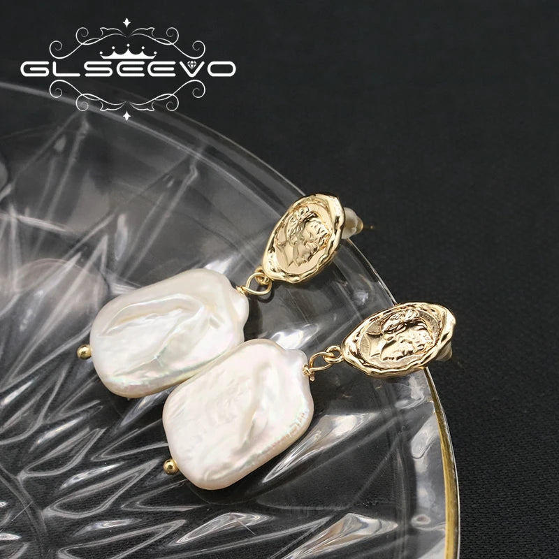 Portrait Stud Pin 925 Sterling Silver Drop Earrings for Woman Square Baroque Handmade Jewelry Female Personality