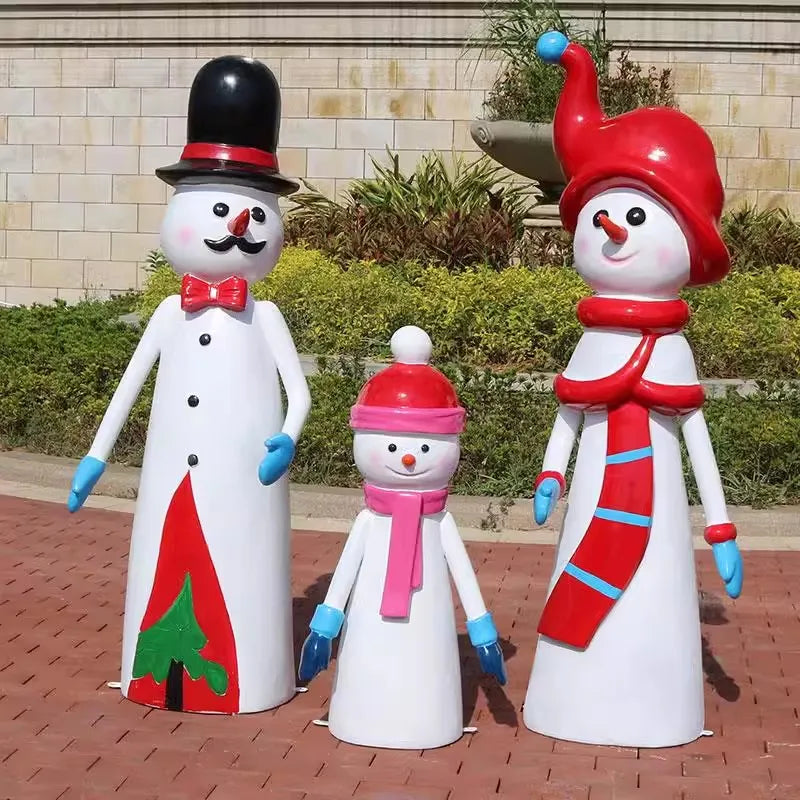 Christmas Resin Crafts Ornaments Fiberglass Snowman Santa Claus Statues Reindeer Nutcracker Candy Cane Props for Events