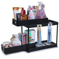 Factory Custom Wholesale Double Tier Sliding Cabinet Pull Basket Drawers Multi-Purpose Spice Storage Sink Organizer Rewood SR-02