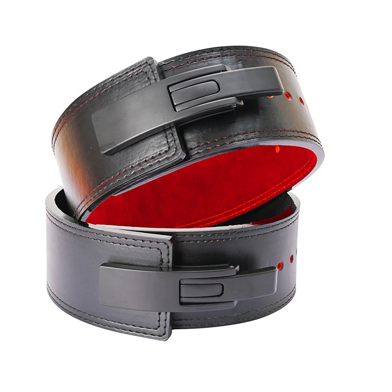 2023 Drop Ship 10 Thickness Breathable Cowhide Leather Gym Weight Lifting Waist Trainer Belt with Powerlifting Lever Buckle
