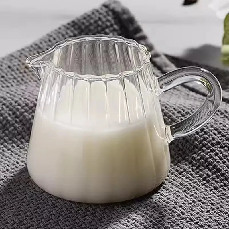 High Borosilicate Vertical Stripe Line Glass Coffee Cream Pitcher Cup Small Glass Milk Cup