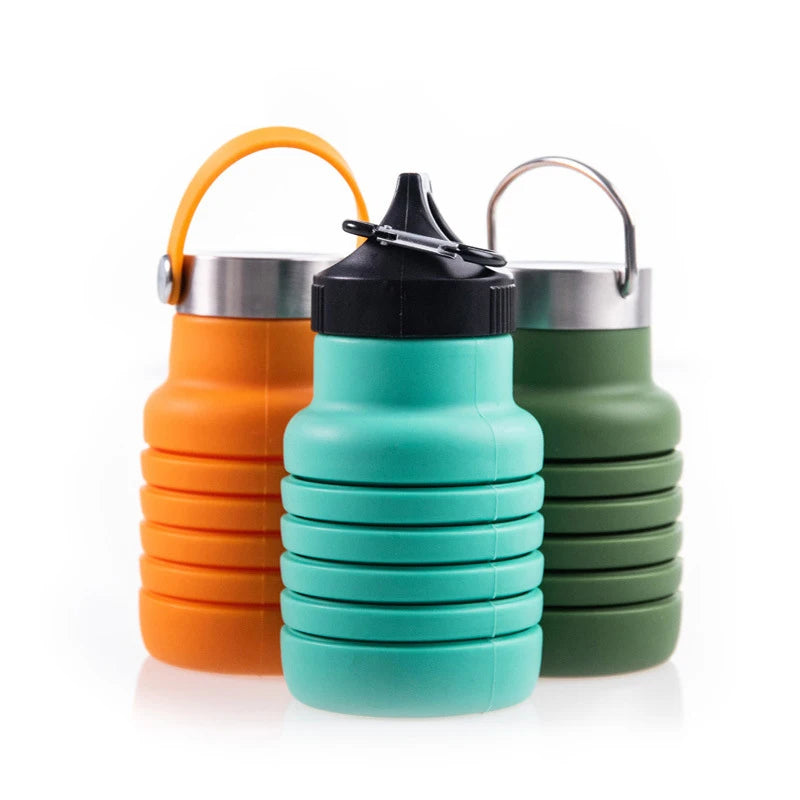 550ML Silicone BPA FREE Sports Water Bottle Large Capacity Outdoor Portable Water Bottle Silicone Folding Water Bottle