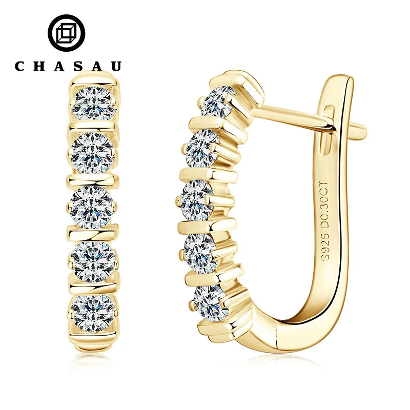 Earrings Wholesale Bulk Lab Grown Diamond Earrings Moissanite S925 Sterling Silver Ladies Personalized U Shape Hoop Earrings