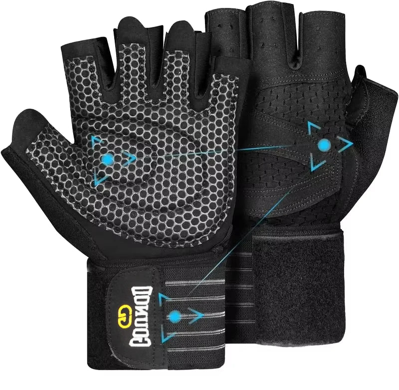 Gym Fitness Gloves Palm Protection with Anti-slip Silicone Weight Lifting Sports Fitness Gloves