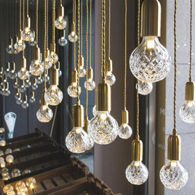 Modern Simple Globe Glass Ball Hanging Light Living Room Restaurant Gold Led Pendant Lamp
