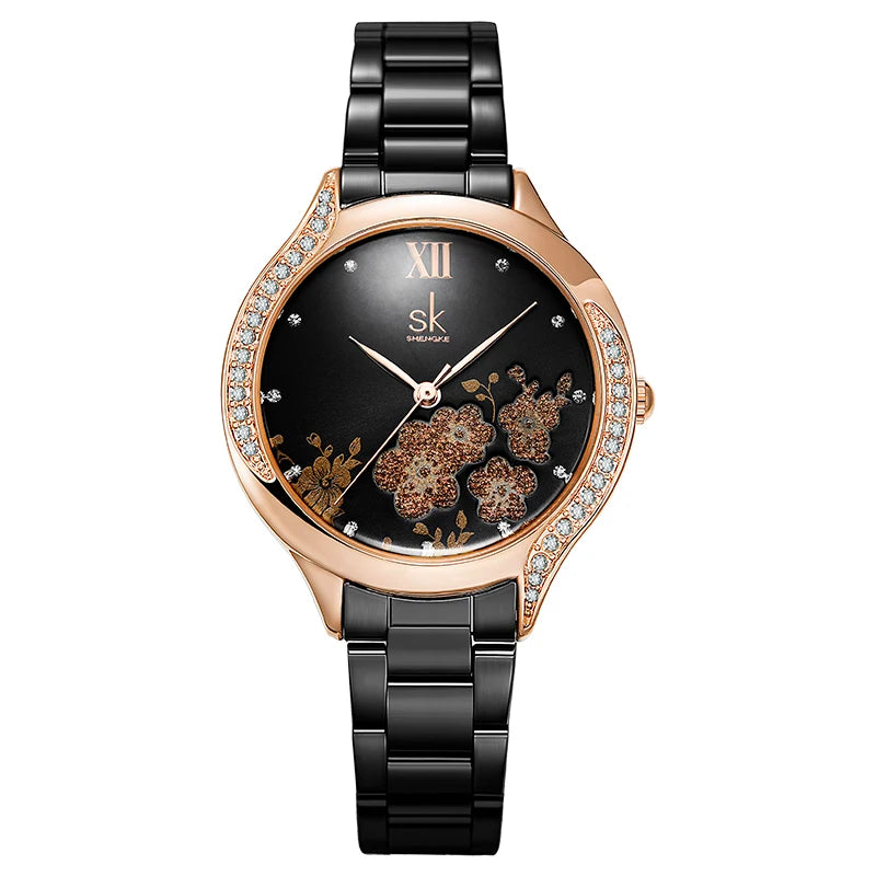 Women Fashion Flower Moissanite Watch Lady Fancy Watches K0172 for Girl Wrist Reloj De Lujo Luxury Diamond Quartz Watch