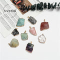 New Style Multicolor Plane Angle Irregular Shape Natural Stone Agate Pendant Plating Gold Pendant