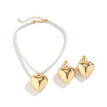 Subculture Retro Style Heart Gold Silver Five-pointed Star Necklace Sweet Cool Spice Girl Niche Necklace Earrings Set for Women