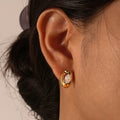 Wholesales New Trends 18K Gold Plated Elegant Cubic Zircon Oval Stainless Steel Women Earrings 2024