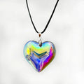 Fashion Red Heart Glass Crystal Bead Rope Chain Pendant Necklace for Wedding Anniversary Engagement Gift