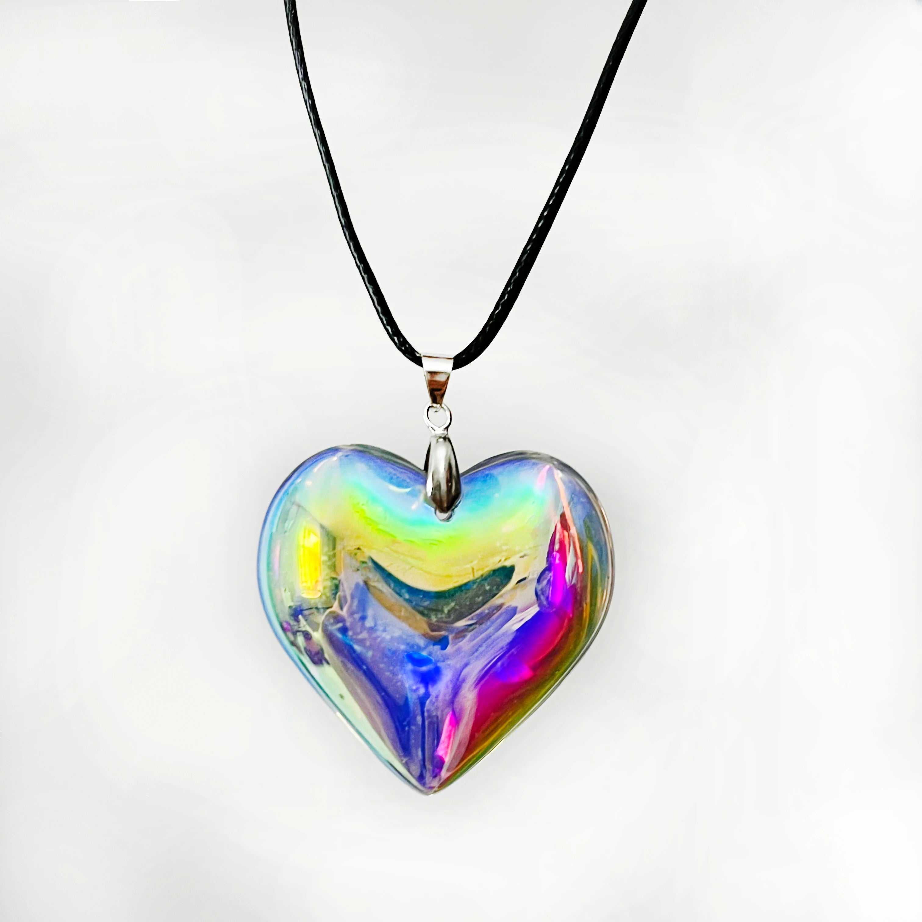 Fashion Red Heart Glass Crystal Bead Rope Chain Pendant Necklace for Wedding Anniversary Engagement Gift