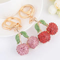 Wholesale Fashion Cherry Keychain Rhinestone Girls Crystal Fruit Cherry Keychain Backpack Accessory