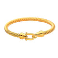 Gold Plating Horseshoe Buckle Bracelet Stainless Steel Jewelry Fashion Unique Twisted Roman Numeral Pendant Bangle For Women