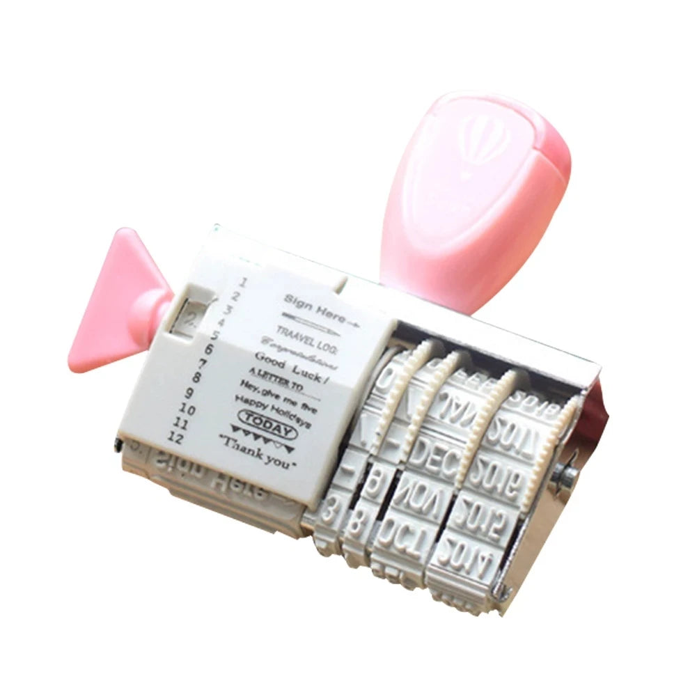 Portable Roller Stamp Words Date Seal Inkpad DIY Scrapbooking Card Making Craft for Home Decoration