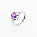 Exquisite Checkerboard Faceted Cut Amethyst Ring Natural Amethyst Oval Copper Adjustable Ring