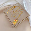 Titanium Steel Square Irregular Minimalist Wind Stove Gold Plated Necklace for Women Stainless Steel Jewelry Charm