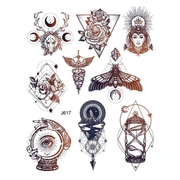 Factory Fashion Designs Colorful Temporary Tattoo Sticker A5 Size Luxury Body Arm Hand Makeup Waterproof Fake Temporary Tattoo