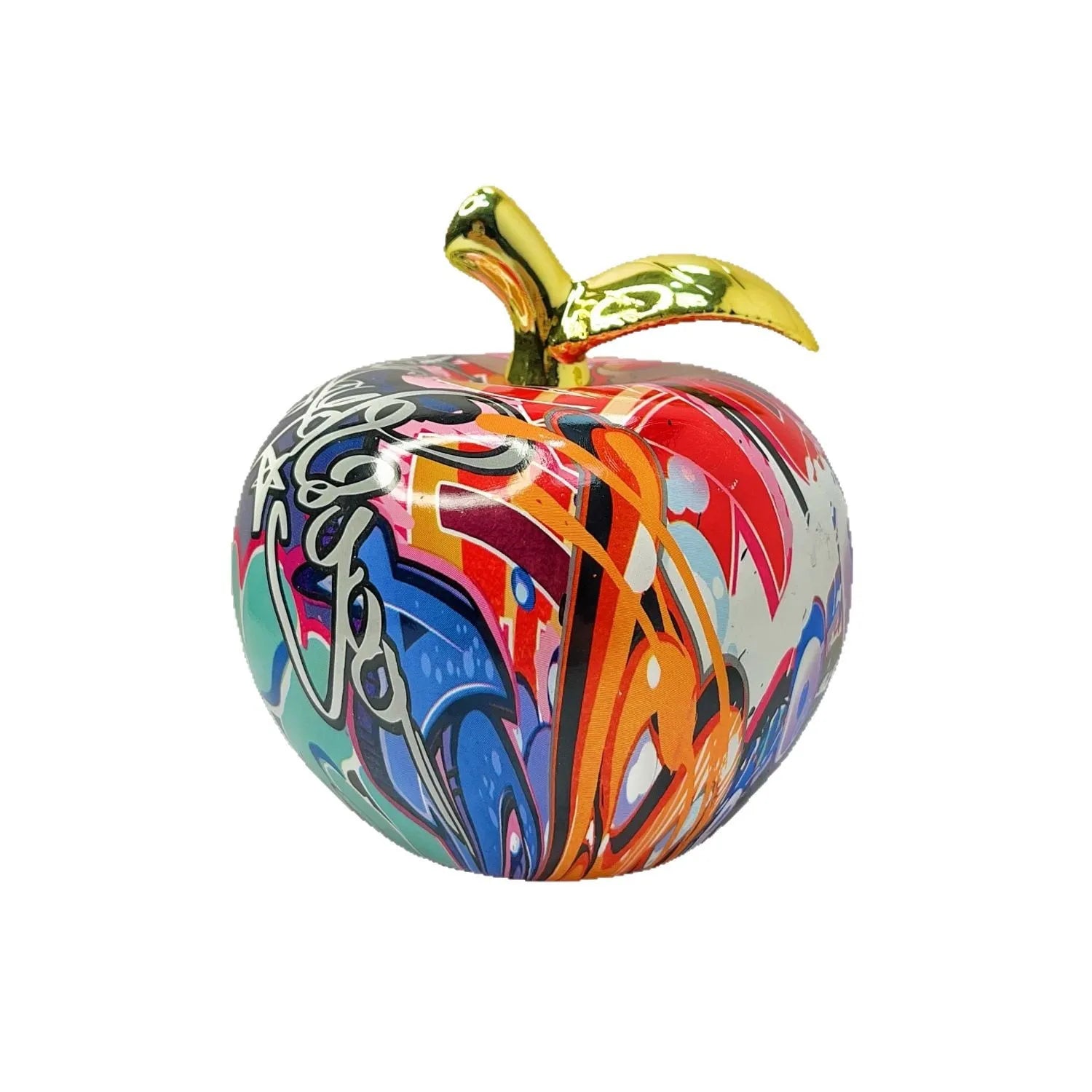 European Style Resin Crafts Creative Graffiti Apple Sculpture Statue for Home Decoration Artificial Fruit Figurine Art