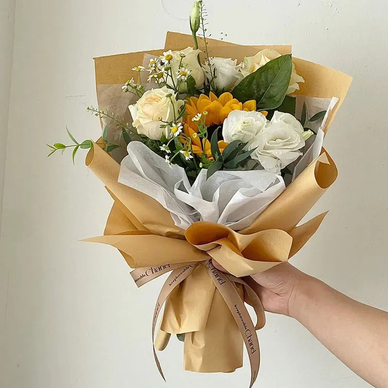 Tondo Solid Color Brown Kraft Paper Fruit Gift Box Kraft Paper Bag Raw Materials Wholesale Flower Packaging Materials