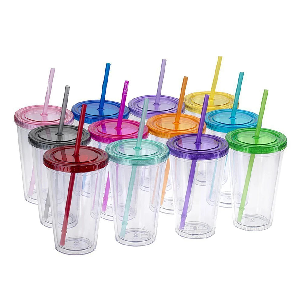 FX Bottle BPA Free Plastic Water Bottle With Straw Double Wall Sports Thermos Mugs Child Gift Bottles