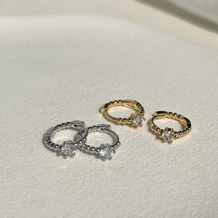 Korean Version of Zircon Earring Niche Design Sense Advanced Earring Temperament 2022 New Sterling Silver Earring Buckle