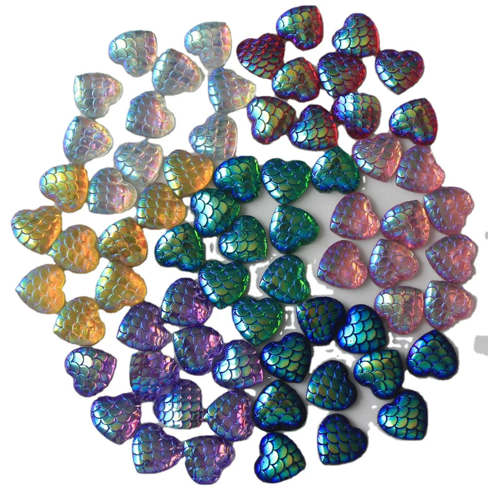 100pcs Glitter Cabochon 11mm Mermaid Fish Scales Resin Accessories for DIY Earrings  Manicure Decorations Accessories
