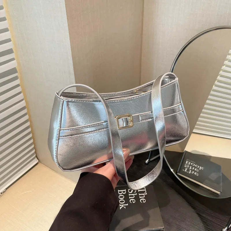 Niche Design 2025 New Four Seasons Luxury Solid Color PU Zipper One-shoulder Crossbody Handbag Underarm Bag for Online Retailer