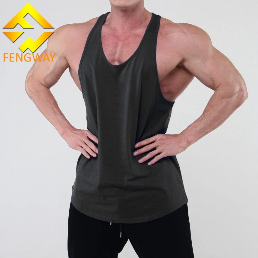 Wholesale Custom Men's Gym Vest Cotton Stringer Workout Tank Top Oversized Fitness Singlet Muscle Bodybuilding Knitted