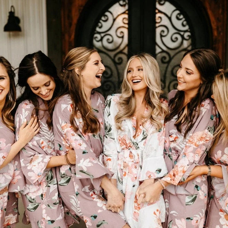 FUNG 6012 NEW 2026 Designer Pattern Ruffle Bridesmaid RobesFloral Ruffle Robes