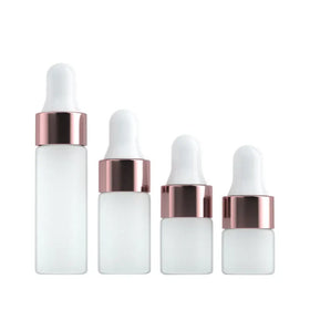 in Stock Mini Essential Oils Sample Dropper Bottles 1ml 2ml 3ml 5ml Rose Gold Clear Frosted Glass for Skin Care Serum Face Cream