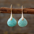 Gold Silver Plated Natural Stone Lapis Luzuli Boho Teardrop Crystal Hoop Drop Earrings Woman Luxury Designer Minimalist Jewelry