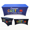 Custom Printed Logo ROMANCE Theme Folding Digital Printing Polyester Stretch Table Cloth for Trade Party Promotional Supplies