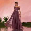 One Shoulder Irregular Sequin Belt Mesh Full Skirt Evening Gown Ball Dress Party Dress Bridesmaid Dress