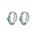 S925 Sterling Silver Blue Irregular Hoop Earrings Female Designer Statement Earrings High-end Earrings Women Luxury Jewelry