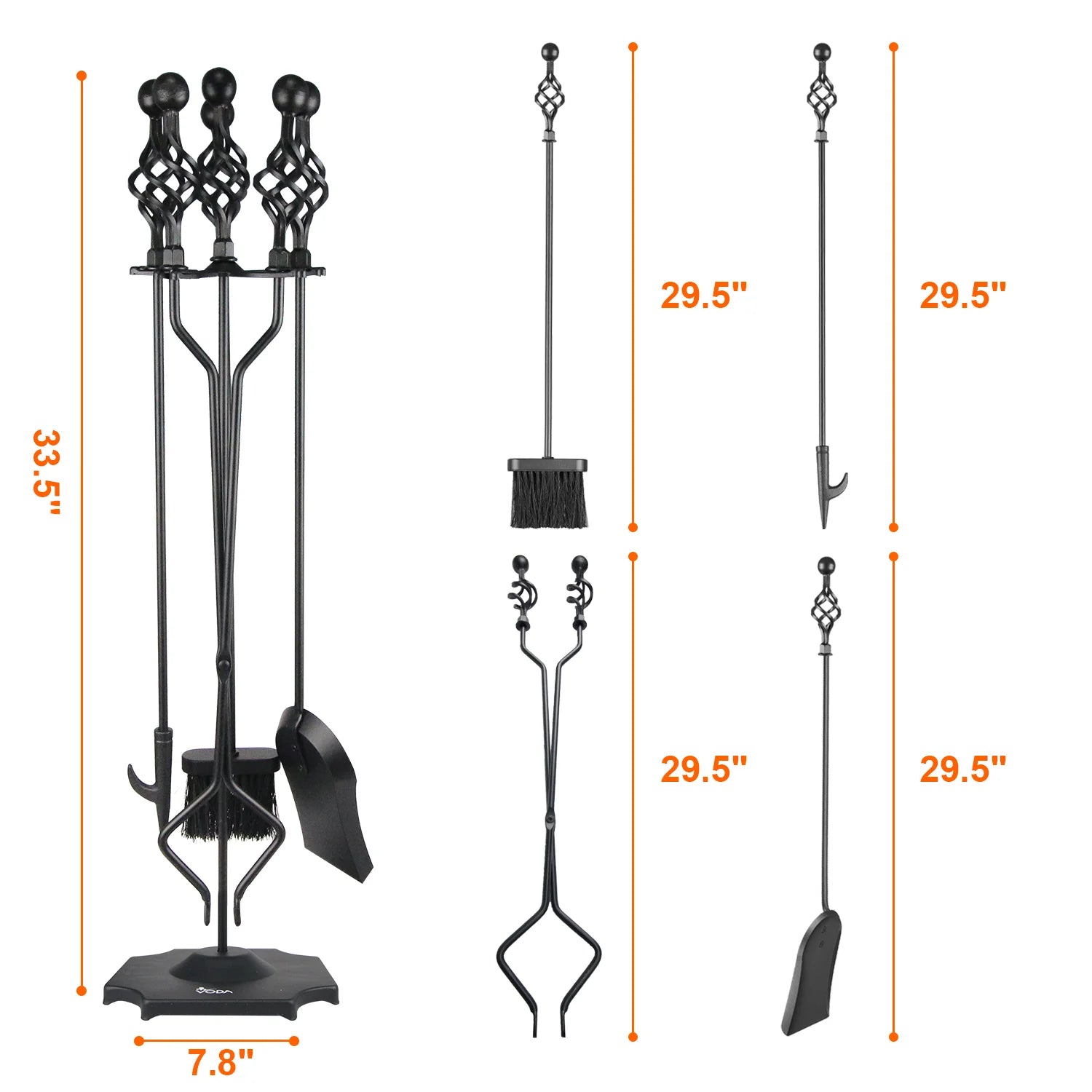 Wide Applications Heavy Duty Tools Fireplace Accessories Steel Handles Sets
