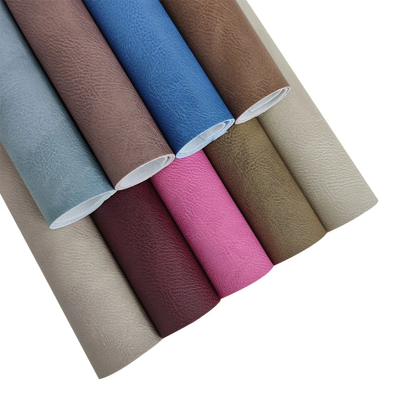 Solid Color Soft Embossed Faux Leather Textured Washed Pu Coated Fabric Cotton Backing for Bags Belts Jackets Sofas Garments