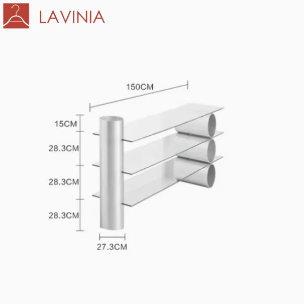 Lavinia Fashion Minimalist Stainless Steel Pillar Type Clothing Display Rack for Clothing Store Clothing Rack With Shelves