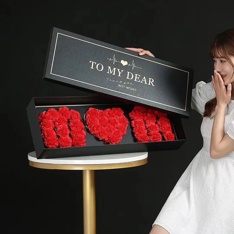 MOM Letter Shaped Flower Box with Plastic Linerfor for Mother's Day Luxury Style Flower and Gift Arrangements Packaging