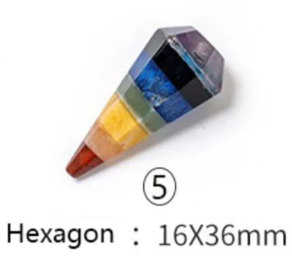 2026 Wholesale Natural Assorted Gemstone PendulumSeven Chakra Charms Pointed Healing PendulumHot Sale Fashion Chain Pendulum