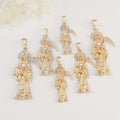 Dije Oro Laminado Santa Muerte Grim Reaper Pendant Religious Medals Jewelry Zircon Stone Main Material Alloy Charming Charms