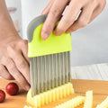 Stainless Steel Fruit & Vegetable Crinkle Cutter Wavy Chopper French Fry & Potato Chip Slicer Metal Tool
