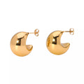 G2157 Women No Fade Dainty Jewelry 18K PVD Gold Plated Hoop CC Stud Earring Stainless Steel Hollow Half Ball Chunky Earrings