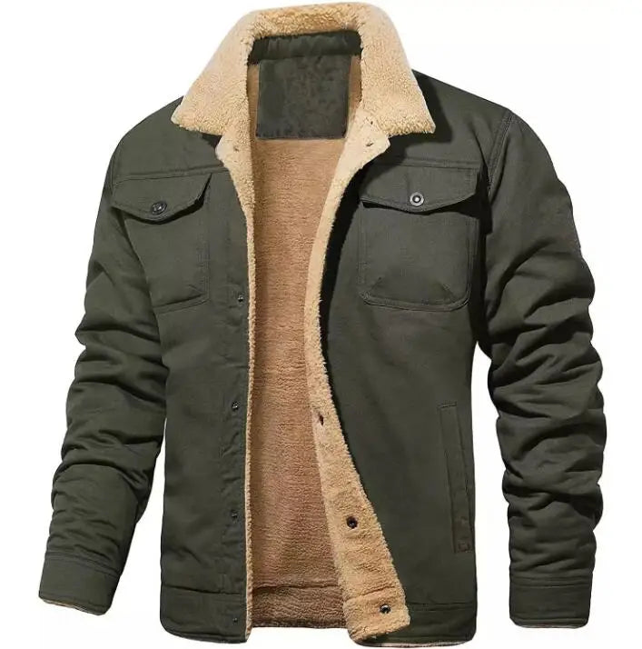 Wholesale Men's Cotton Cargo Casual Jacket Fleece Thicken Jackets New Winter Warm Man Coat