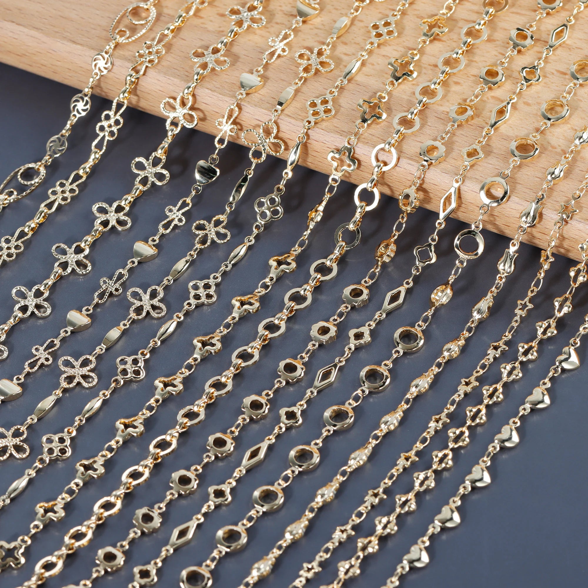 C164  Diy Chainpass REACHnickel Free18k Gold Platedcoppercharmbracelet Necklace Jewelry Making Finding1m/lot