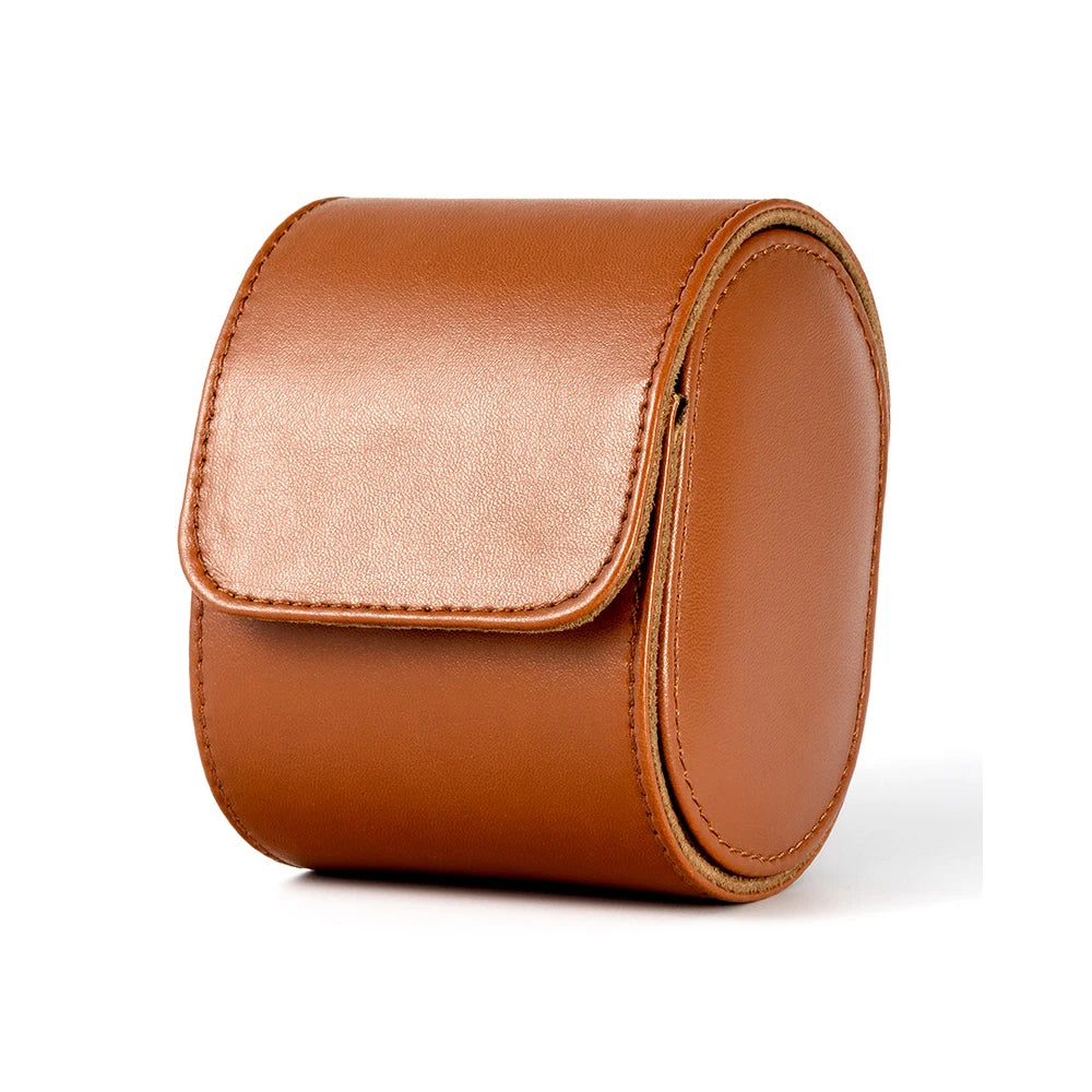 Luxury Leather Watch Organizer Case with Velvet Lining Eco-Friendly & Durable Button Closure for Portable Travel Watch Storage