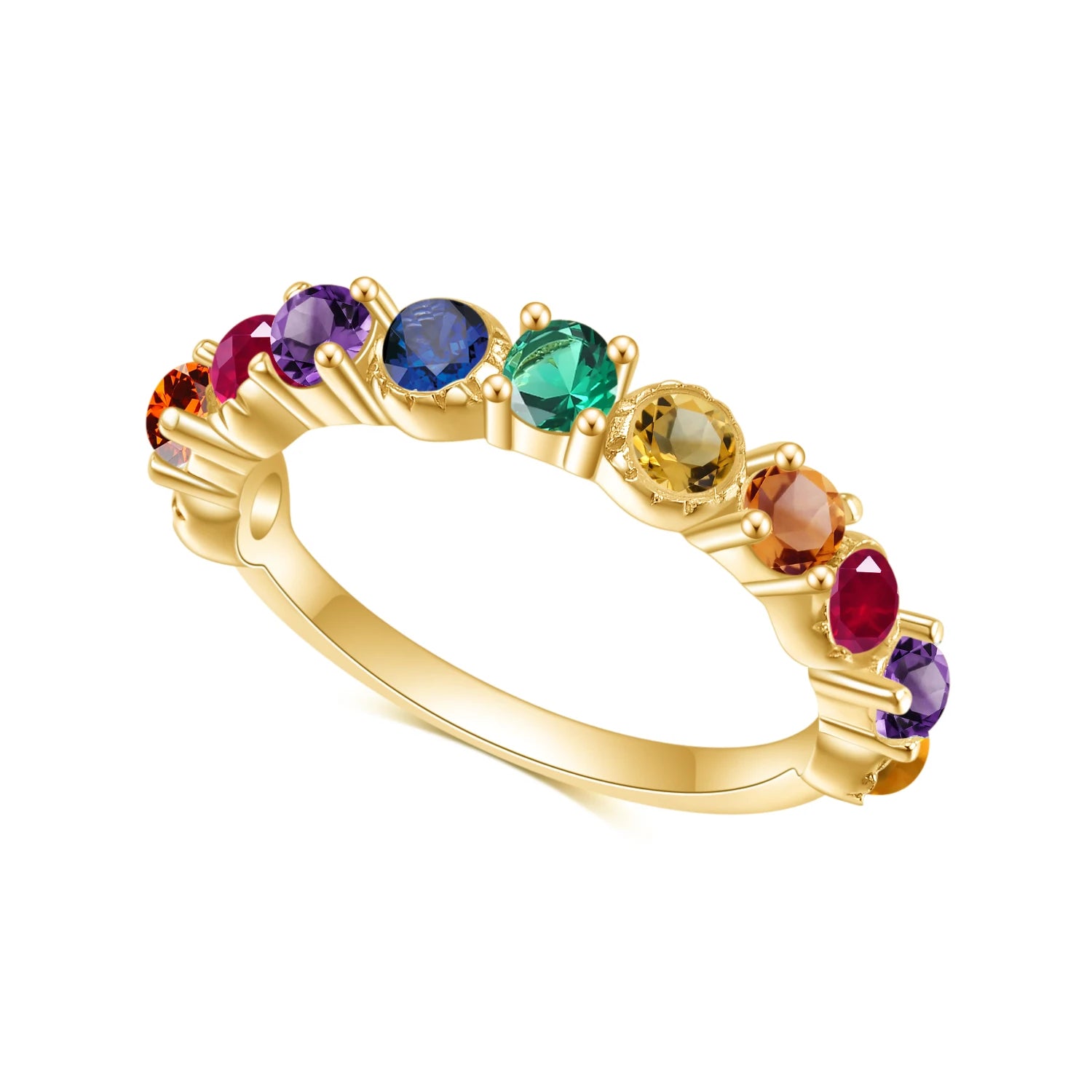 OL0953 Abiding Jewelry Factory Nano Tourmaline Stone 14K Gold Plated 925 Sterling Silver Eternity Band Rings