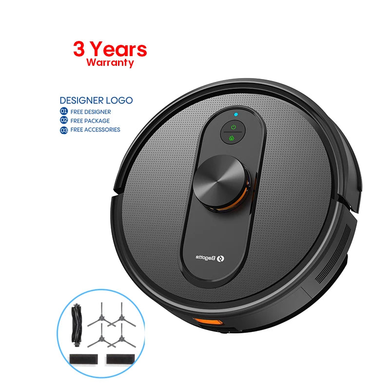 Bagotte Smart WiFi-Controlled Robot Vacuum Cleaner with Floor Mop Feature Automatic Household Hotel Aspirateur Battery-Powered